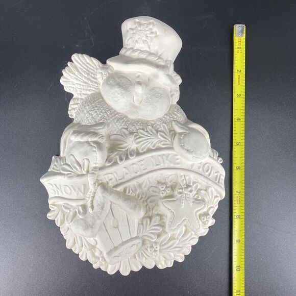 Ready to Paint Ceramic Snowman with Scene 10” SNOW PLACE LIKE HOME Christmas - Picture 9 of 10